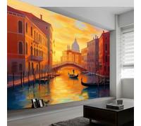 Arquitectura Paisaje Urbano Venecia Papel pintado fotográfico tejido no tejido 200 x 140 cm murales decorativos modernos para pared Rojo Anaranjado, póster de pared para habitación infantil y salón