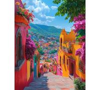 Arquitectura Pintar por Números Adultos con Marco 70x95cm, Manualidades Adultos, Kit DIY Completo de Pintura Acrílica y Pinceles, Ideal Principiantes, Decoración de Pared Hogar, Regalo, Paisaje F-381