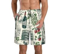 Arquitectura Romana Italiana, Viajes Vinícolas, Vintage Hombre Bermudas Cordón De Ajuste Bañador Ligero Pantalones Cortos para Deportivo Playa Surf XL