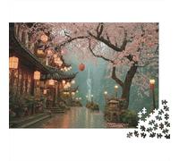 Arquitectura Tradicional Puzzle para Adultos Puzzle de 1000 Piezas Árbol de Cerezo Juego de Puzzle 1000 Piezas Relajación Regalo Familiar 52x38cm/1000pcs
