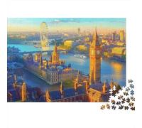 Arquitectura Urbana a orillas del río Puzzle de 1000 Piezas Puzzle para Adultos Paisaje clásico británico Papel Juego de Puzzle Relajación Regalo Decoración Hogar 70x50cm/1000pcs
