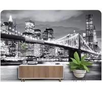 Arquitectura Urbana En Blanco Y Negro Puente Vista Nocturna 3D Papel Pintado Pared Fácil Instalación Oficina Sala Estar Sofá Dormitorio TV Fondos Decoración-200cm×140cm