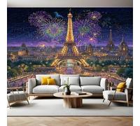 Arquitectura Urbana Papel Pintado para Pared Torre Eiffel de noche 400 x 280 cm Fotográfico Mural de Pared no Tejido Moderno Decor de Paredes Salón Dormitorio Pasillo Comedor