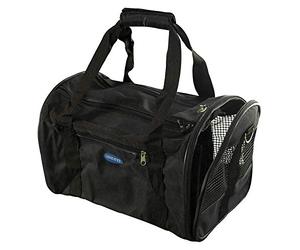 Arquivet Bolso Grande de Viaje Negro para Mascotas, 50 x 30 x 26 cm, Transportín Plegable para Perros y Gatos, con Apertura Superior y Lateral, Ideal para el Transporte de tu Mascota