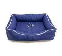 Arquivet Cama Cuadrada Azul para Perros con Huella y Ribete 70x55x19cm