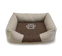 Arquivet Cama Cuadrada Marrón y Beige para Perros con Huella 85x68x21 cm - Cama para Perros - Accesorios para Perros