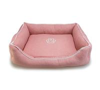 Arquivet- Cama Cuadrada Rosa con Huella y Ribete 55x46x17 cm - Cama para Perros - Accesorios para Perros