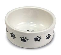 Arquivet Comedero, Bebedero de cerámica para Perro o Gato Estilo Huellas - Recipiente Comida para Mascotas - Plato alimentador de cerámico para Perros y Gatos - Cuenco para Perros y Gatos - 15 cm