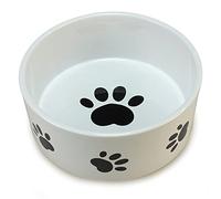 Arquivet Comedero, Bebedero de cerámica para Perro o Gato Estilo Huellas - Recipiente Comida para Mascotas - Plato alimentador de cerámico para Perros y Gatos - Cuenco para Perros y Gatos - 19 cm