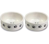 Arquivet Comedero, Bebedero de cerámica para Perro o Gato Estilo Huellas - Recipiente Comida para Mascotas - Plato alimentador de cerámico para Perros y Gatos - Cuenco para Perros y Gatos - 15 cm