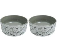 Arquivet Comedero, Bebedero para Perro o Gato - Recipiente Comida para Mascotas - Plato alimentador de cerámica para Perros y Gatos - Cuenco para Perros y Gatos - 20 cm (Paquete de 2)