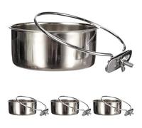 Arquivet Comedero de Acero Inoxidable Loro con palomita 840 ml para pájaros - Accesorios para Aves - Alimentador para pájaros - Contenedor de Comida para Aves, Metálico (Paquete de 4)