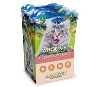 Arquivet- Creamy Cat Treats - Snack cremoso de atún y salmón (Expositor de 12 Bolsas con 5x14 g)
