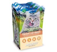Arquivet Creamy Cat Treats - Snack cremoso de Pollo y Salmón (Expositor de 12 Bolsas con 5x14 g)