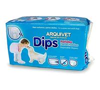 Arquivet Dips pañales Desechables con Tiras Ajustables para Perros - S / 30 x 40 cm (16 uds) - Cachorros y Adultos - Capacidad Absorbente - Sin Fugas - Accesorios higiene