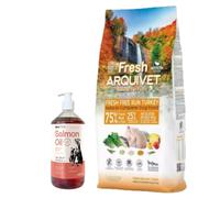 ARQUIVET FRESH - Pienso semi-húmedo para perros a base de pavo y pescado de mar 10 kg & Aceite de salmón Lab-V 1000 ml
