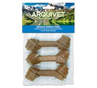 ARQUIVET - Huesito Nudo Piel - 12 cm - Bolsa de 3 Unidades - Snacks para Perros