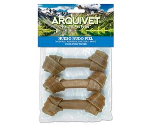 ARQUIVET - Huesito Nudo Piel - 12 cm - Bolsa de 3 Unidades - Snacks para Perros