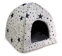 Arquivet Iglú Estrellas Negras para Perros y Gatos con cojín extraíble - 40x40x45cm - Cueva para Mascotas - Camita para Perritos - Cama para el Descanso de Perros y Gatos