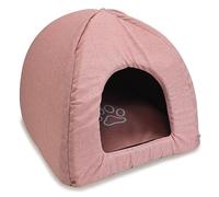 Arquivet - Iglú para Perro Rosa con Huella y Ribete 40x40x45cm - Ayuda al Descanso de tu Perro - Accesorios para Mascotas