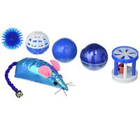 Arquivet Juguetes para Gatos - Kit 6 Juguetes Variados Azules - Pelotas, Ratones, Rodillos - Juguetes interactivos para felinos - Accesorios para entretener a tu Gato