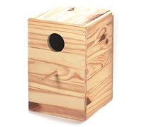 Arquivet Nido de Madera para ninfas, carolinas, cacatúas - 20 x 20 x 30 cm - Nido para pájaros de jardín - Nido cría para Aves Natural - Caseta de Madera para Aves