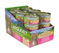 ARQUIVET Pack 24 Unidades - Pollo en Salsa con gambas - 80 g- Latas de Comida húmeda para Gatos