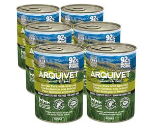 ARQUIVET - Paté de Cerdo y Brocoli 6x400 gr - Latas de paté para Perros - Todas Las Razas - Alimento húmedo Natural