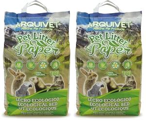 Arquivet, Pet Litter Paper, Lecho higiénico ecológico, Lecho Papel Reciclado para Gatos, pájaros y roedores, Biodegradable, Fórmula hipoalergénica, 10 L (Paquete de 2)