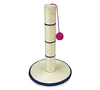 Arquivet Rascador para gatos de poste con bola - Rascadores para gatos - Arañador para gatos - Afilador uñas para gatos - blanco y azul - 30 x 30 x 46 cm