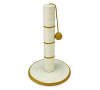 Arquivet, Rascador para Gatos de Poste con Bola, Rascadores para Gatos, Arañador para Gatos, Afilador uñas para Gatos, Blanco y Dorado, 29 x 29 x 46 cm, Juguetes para Gatos