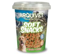 ARQUIVET Soft Snacks Huesitos Duo de salmón y arroz 300 gr para Perro - Aperitivos para Perro en Forma de Hueso - Chuches, recompensas y premios caninos - Alimento complementario