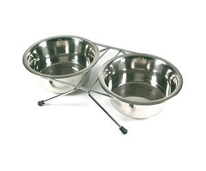 Arquivet Soporte Inoxidable bajo para 2 comederos - Perros - Gatos - 1,75 ml / 18 cm