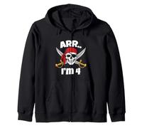 ARR I'm 4 Pirate Birthday Skull Crossed Swords Kids Sudadera con Capucha