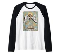 Arraigado en el Amor de Dios Cristo Cruz alas Biblia Camiseta Manga Raglan