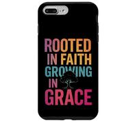 Arraigado en la fe creciendo en la Gracia Cristiano Inspirador Carcasa para iPhone 7 Plus/8 Plus