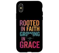 Arraigado en la fe creciendo en la Gracia Cristiano Inspirador Carcasa para iPhone X/XS