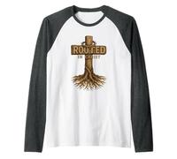 Arraigados en Cristo: Cruz Cristiana Camiseta Manga Raglan