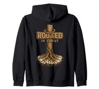 Arraigados en Cristo: Cruz Cristiana Sudadera con Capucha