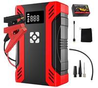 Arrancador BateríA AutomóVil con Compresor Aire, Arrancador Batería 150PSI 2000A (Gasolina 12v 6,0L/ DiéSel 4,5L) Paquete BateríA 10000mAh, Caja Puente AutomóVil Segura(Black)