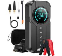 Arrancador BateríA Coche PortáTil con Compresor Aire, Arrancador BateríA Coche 10000 mAh (5,0 Gasolina/3,0 L DiéSel), Caja Salto Pico 12 V 1000 A, Arrancador BateríA Coche con Pantalla(Black)