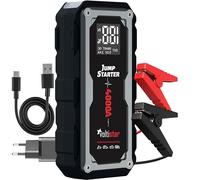 Arrancador Coche y Moto > 8L Gasolina y 5L Diesel para Viaje Cargador Bateria 2 en 1 de 20000mAh con Cable Universal USB-C para Móvil + Pinzas Potente PowerBank Carga Rápida con Linterna LED y Funda