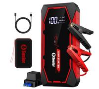 Arrancador de batería de coche, arrancador portátil de 5000 A para motores de gasolina de hasta 8 L y diésel de 6 L, cargador de batería de coche de 12 V con cables de puente y luz LED