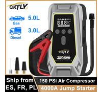 Arrancador de batería de coche GKFLY 4000A, Banco de energía portátil, compresor de aire, inflador de neumáticos de 150 PSi, arrancador de batería portátil para coches 4000A No Pump