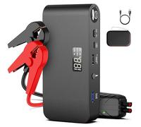 Arrancador de batería de pico de 3000 A, 16000 mAh, 1600 A, nominal de 12 V con cables de puente, amplificador de batería portátil con USB QC 3.0 PD 18 W, carga rápida para coche 7.2L Gas/5.5L Motor
