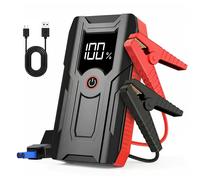 Arrancador de Batería para Coche, Paquete de Batería de 12V, Cargador Portátil, Booster de Batería, de y Cable de Inteligente para Motores de 8.0L y Diésel 5.0L, Pantalla LCD y Luz LED
