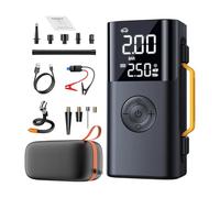 Arrancador de batería para coche y compresor de neumáticos | Batería recargable 10000 mAh Power Bank, bomba para neumáticos con linterna LED - Para viajes por carretera, garajes, coches y motocicletas