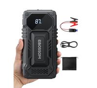 Arrancador de Baterías de Coche, 12000mAh Arrancador de Coches Portátil para Motor 12V, Jump Starter con Cables de Arranque de Batería con Pinzas Inteligentes, Booster con Linterna LED de Emergencia