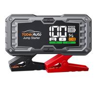 Arrancador de Baterias de Coche 5000A 21800mAh, YaberAuto Arrancador de Coche Portátil (para 10,0L Gas/9,0L Diesel) con Cable Puente Extendido, Pantalla Grande y Linterna LED