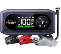 Arrancador de Baterias de Coche con Compresor de Air, 4500A YaberAuto Arrancador de Coche Portatil (9,0L Gas/8,0L Diesel) con 150PSI Inflador, Guantes Aislantes, Pantalla Grande y Linterna LED